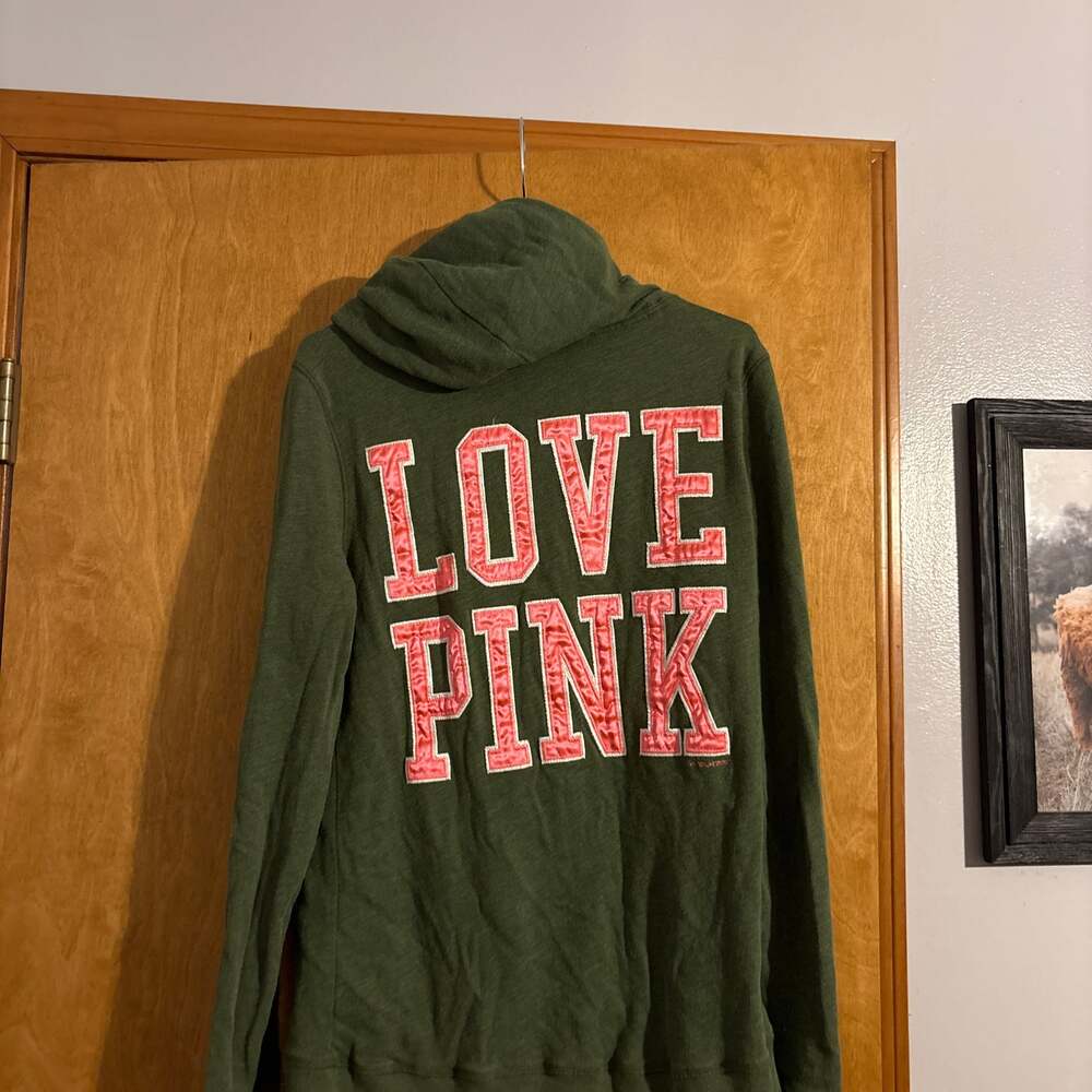 NEW VICTORIAS SECRET PINK BOYFRIEND HOODIE SWEATSHIRT sz S SILKY LETTERS